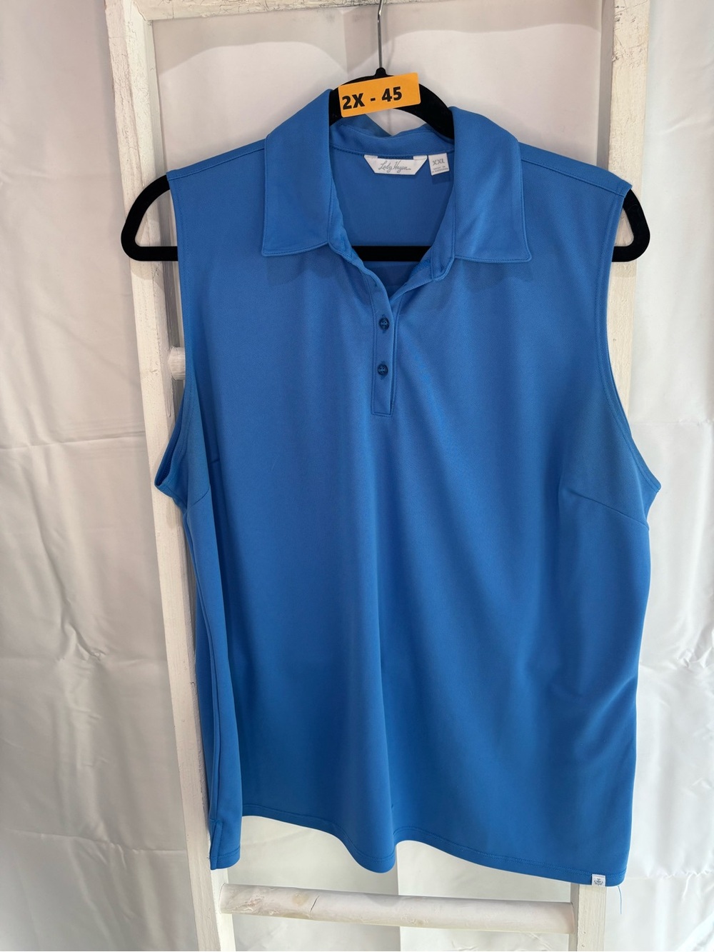 Lady Hagen Sleeveless Polo Tank Top in Blue